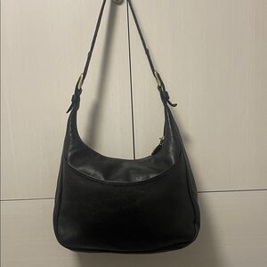 Vintage Libaire Black Pebbled Leather Hobo Bag